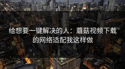 给想要一键解决的人：蘑菇视频下载的网络适配我这样做
