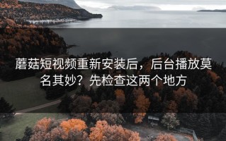 蘑菇短视频重新安装后，后台播放莫名其妙？先检查这两个地方