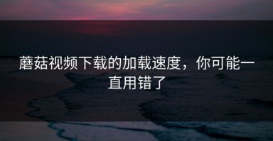 蘑菇视频下载的加载速度，你可能一直用错了
