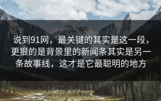 说到91网，最关键的其实是这一段，更狠的是背景里的新闻条其实是另一条故事线，这才是它最聪明的地方