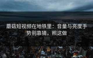 蘑菇短视频在地铁里：音量与亮度手势别靠猜，照这做