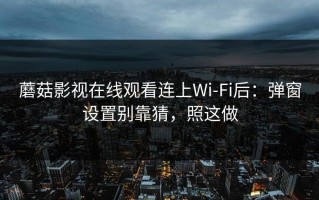 蘑菇影视在线观看连上Wi‑Fi后：弹窗设置别靠猜，照这做