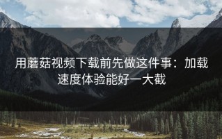 用蘑菇视频下载前先做这件事：加载速度体验能好一大截