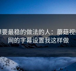 给想要最稳的做法的人：蘑菇视频官网的字幕设置我这样做