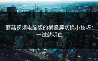蘑菇视频电脑版的横竖屏切换小技巧：一试就明白
