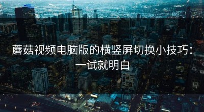 蘑菇视频电脑版的横竖屏切换小技巧：一试就明白