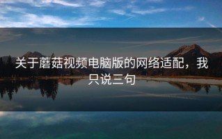 关于蘑菇视频电脑版的网络适配，我只说三句