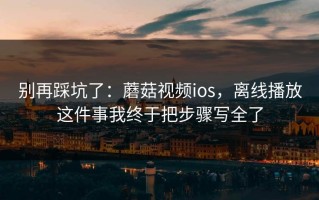 别再踩坑了：蘑菇视频ios，离线播放这件事我终于把步骤写全了