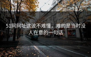 51网网址这波不难懂，难的是当时没人在意的一句话