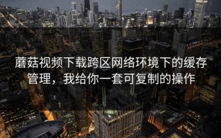 蘑菇视频下载跨区网络环境下的缓存管理，我给你一套可复制的操作