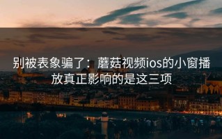 别被表象骗了：蘑菇视频ios的小窗播放真正影响的是这三项