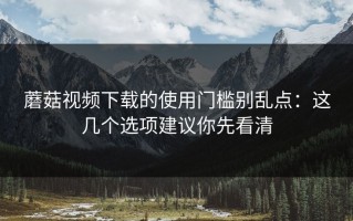 蘑菇视频下载的使用门槛别乱点：这几个选项建议你先看清