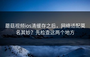 蘑菇视频ios清缓存之后，网络适配莫名其妙？先检查这两个地方