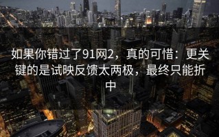 如果你错过了91网2，真的可惜：更关键的是试映反馈太两极，最终只能折中