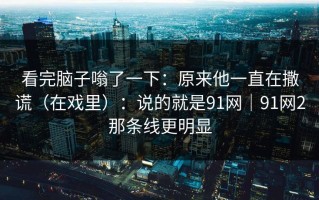看完脑子嗡了一下：原来他一直在撒谎（在戏里）：说的就是91网｜91网2那条线更明显