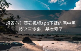 想省心？蘑菇视频app下载的画中画按这三步来，基本稳了