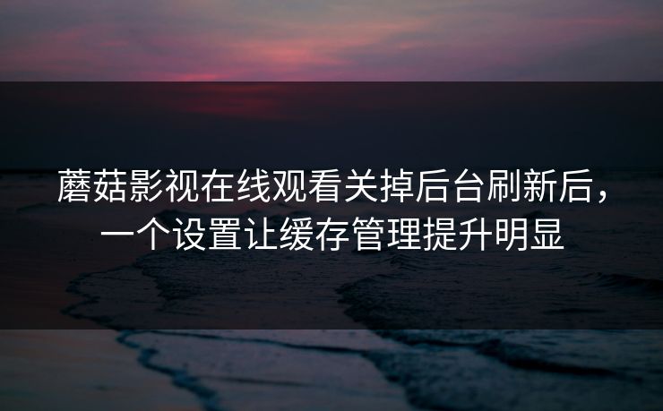 蘑菇影视在线观看关掉后台刷新后，一个设置让缓存管理提升明显