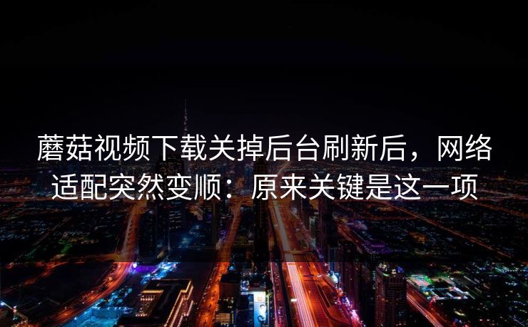 蘑菇视频下载关掉后台刷新后，网络适配突然变顺：原来关键是这一项