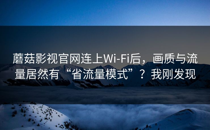 蘑菇影视官网连上Wi‑Fi后，画质与流量居然有“省流量模式”？我刚发现